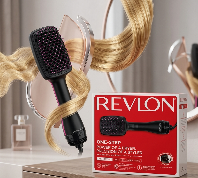 Revlon One-Step Hair Dryer & Styler Paddle Brush RVHA6475: 2-in-1 Detangle, Dry & Smooth – Ionic, Cool Shot