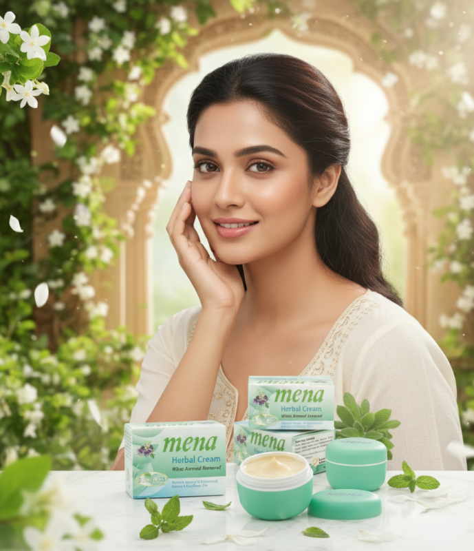 كريم مينا العشبي - لتفتيح البشرة وتقليل البقع (يتضمن إشعارًا هامًا للسلامة) Mena Herbal Cream - Skin Lightening and Spot Reduction (Includes Important Safety Notice)
