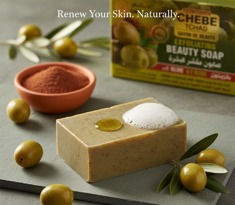 صابون أماليكو تشاد المقشر | صابون لتفتيح وتجديد البشرة بمسحوق الشيبا وزيت الزيتون Amaliko Chad Exfoliating Soap | Skin Brightening and Renewing Soap with Chebe Powder and Olive Oil