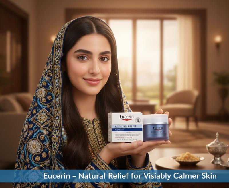 Eucerin Redness Relief Night Cream | Soothing Cream for Sensitive Skin | Licochalcone A to Reduce Redness | Fragrance-Free – 48g