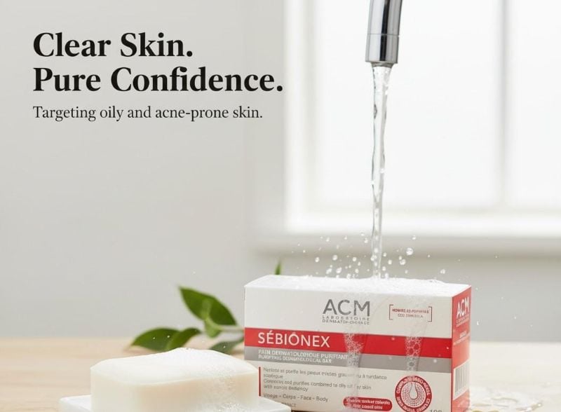 صابون التنظيف المنقي Sébionex من ACM | منظف خالٍ من الصابون للبشرة الدهنية والمعرضة لحب الشباب ACM Sébionex Purifying Cleansing Bar | Soap-Free Cleanser for Oily and Acne-Prone Skin