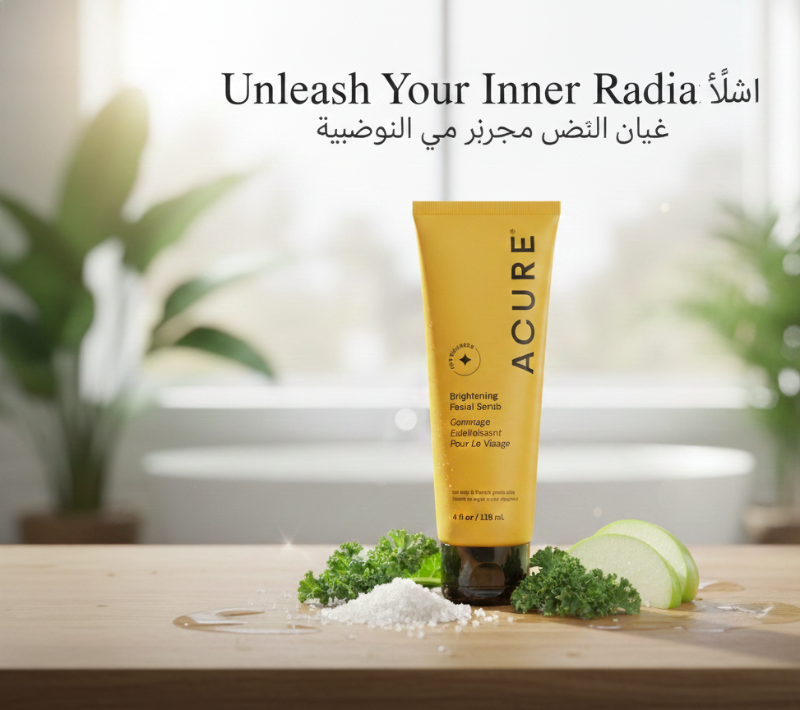 مقشر الوجه المفتح من أكيور - مقشر طبيعي مقشر بخلاصة الأعشاب البحرية وقشر الليمون لبشرة مشرقة  Acure Brightening Facial Scrub - A Natural Exfoliating Scrub with Seaweed and Lemon Peel Extracts for Radiant Skin