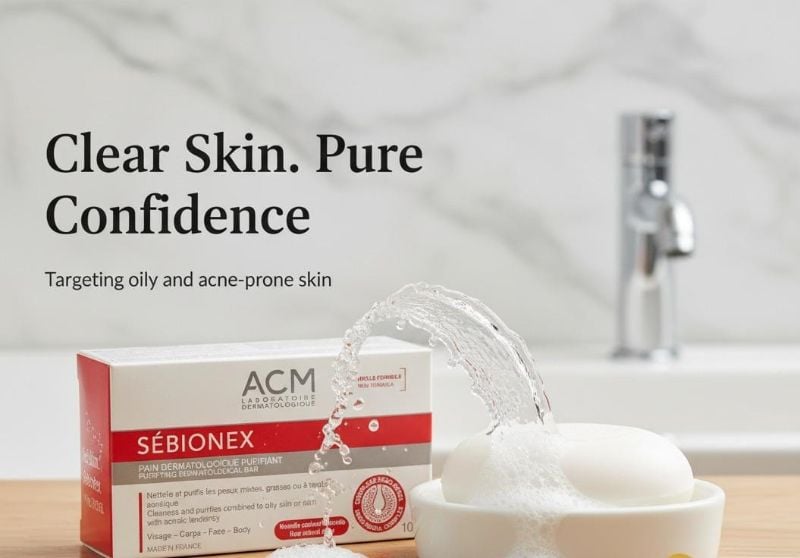 صابون التنظيف المنقي Sébionex من ACM | منظف خالٍ من الصابون للبشرة الدهنية والمعرضة لحب الشباب ACM Sébionex Purifying Cleansing Bar | Soap-Free Cleanser for Oily and Acne-Prone Skin