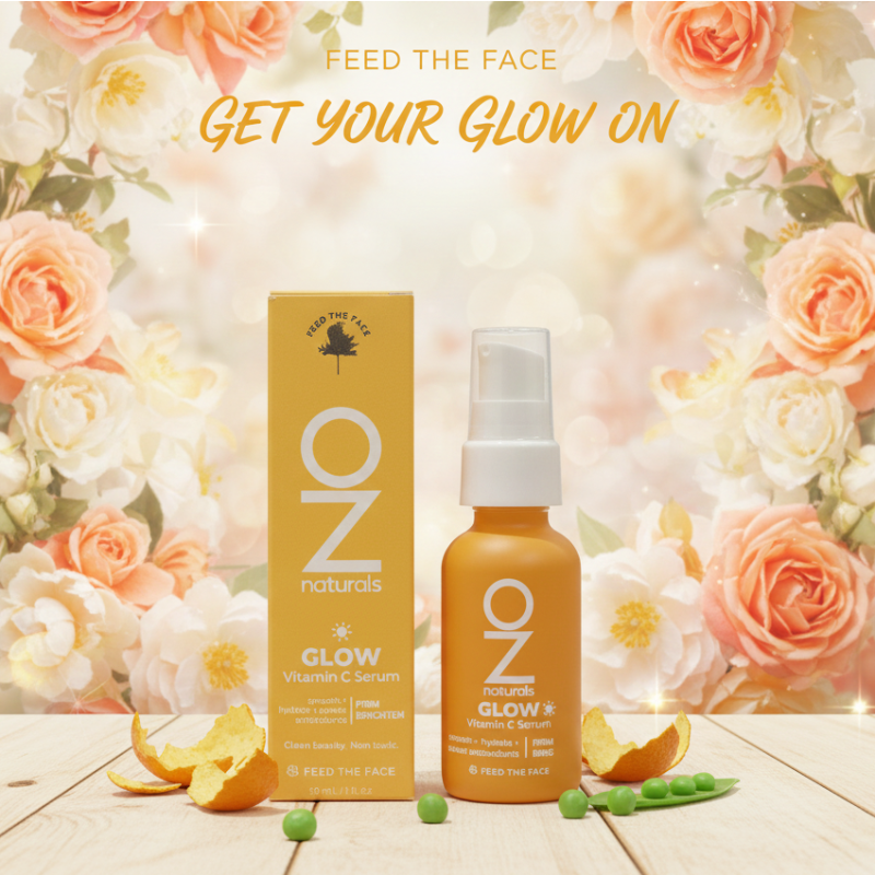 OZ Naturals Professional Glow Vitamin C Serum - Firm, Brighten & Smooth Skin with Vitamin C, Rose Hips & Astaxanthin | Clean, Non-Toxic Formula