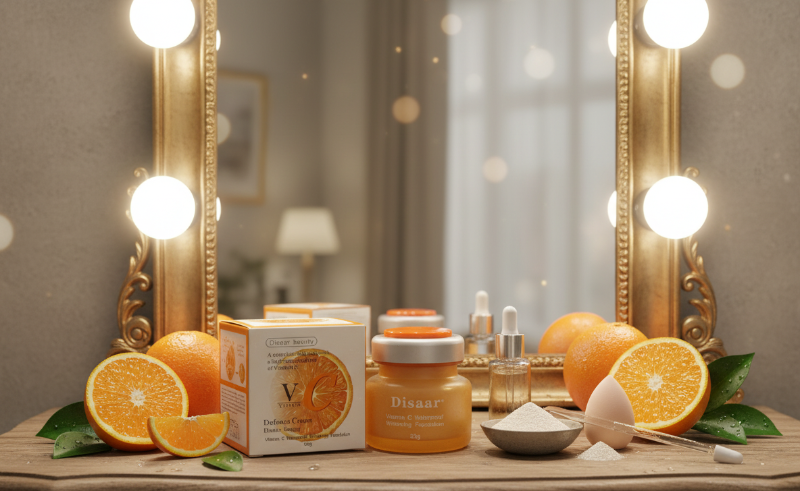 Disaar Beauty Vitamin C Waterproof Whitening Foundation 50g – Brightening Coverage with Vitamin C | Treats Damaged Skin Cells | Long-Lasting Waterproof Formula