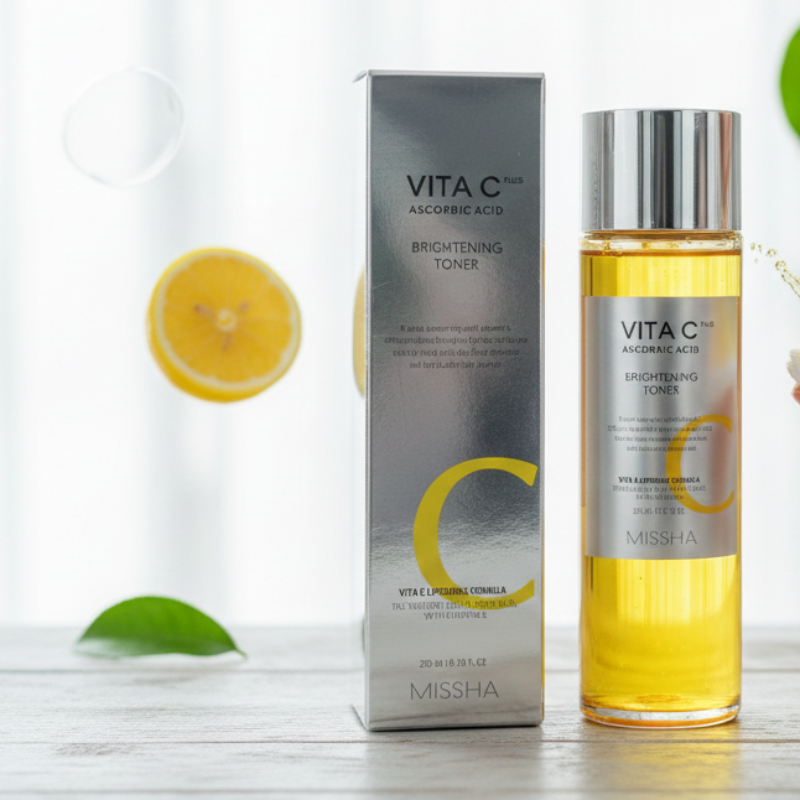 Missha Vita C Plus Brightening Toner | 99% Pure Vitamin C + PHA + Niacinamide | Antioxidant & Exfoliating Toner