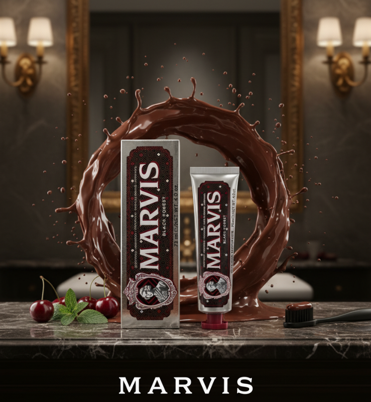 Marvis Black Forest Toothpaste 75ml – Italian Luxury Toothpaste | Dark Chocolate, Cherry, Amaretto & Peppermint Flavor | Fluoride, Plaque Control & Fresh Breath