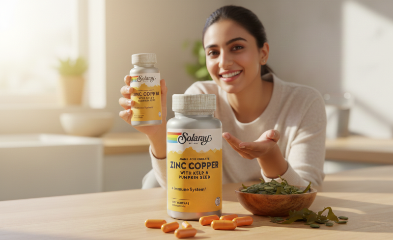 Solaray Amino Acid Chelate Zinc Copper | Highly Absorbable Zinc + Copper for Immune & Metabolic Support