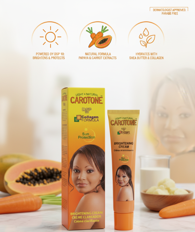 Carotone Light & Natural Brightening Cream 30ml – with Sun Protection & Collagen | β-Carotene Enriched | Reduces Dark Spots & Evens Skin Tone | UV Defense