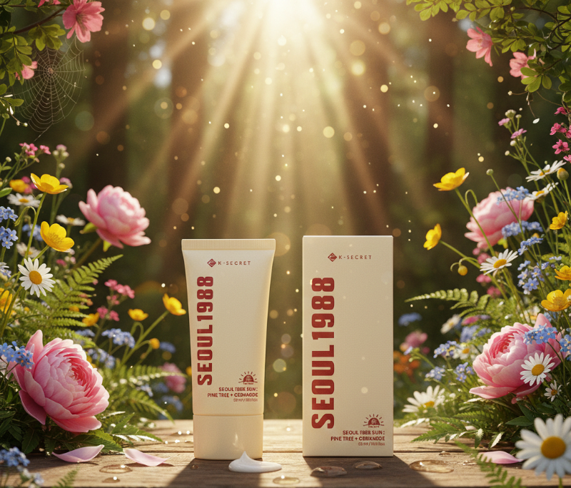 K-SECRET Seoul 1988 Sunscreen SPF 50+ PA++++ | Pine Tree + Ceramide | Lightweight, No White Cast | Anti-Aging Sun Protection