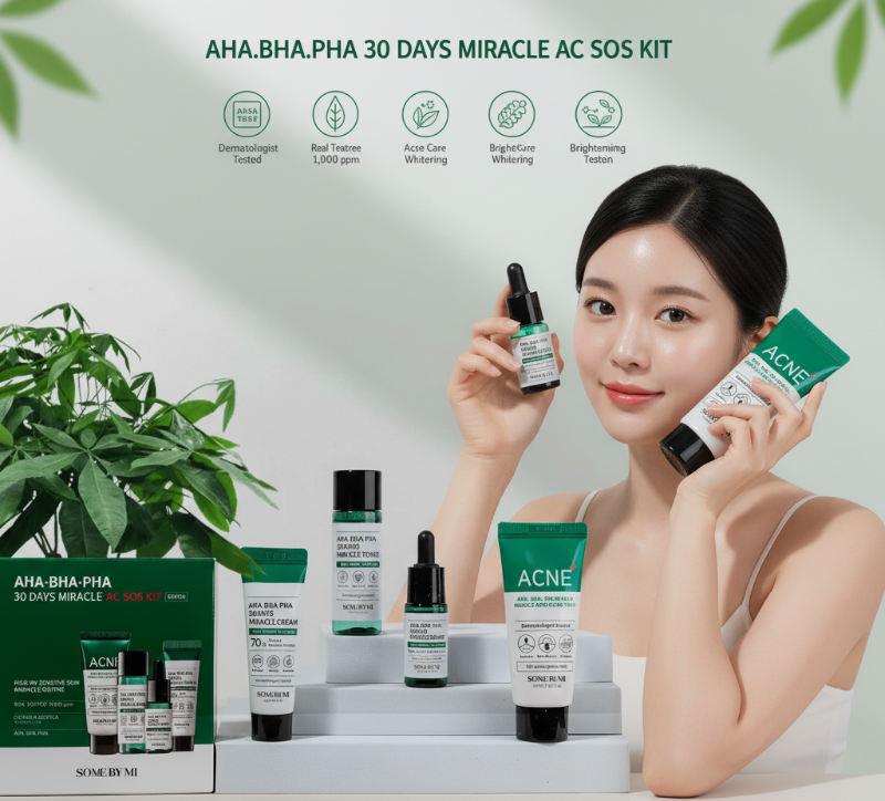 مجموعة علاج حب الشباب للبشرة الحساسة - مجموعة Some By Mi 30 يومًا مع أحماض ألفا هيدروكسي (AHA)، وأحماض بيتا هيدروكسي (BHA)، وأحماض بولي هيدروكسي (PHA)
Acne Treatment Kit for Sensitive Skin - Some By Mi 30 Day Kit with Alpha Hydroxy Acids (AHA), Beta Hydroxy Acids (BHA), and Polyhydroxy Acids (PHA)