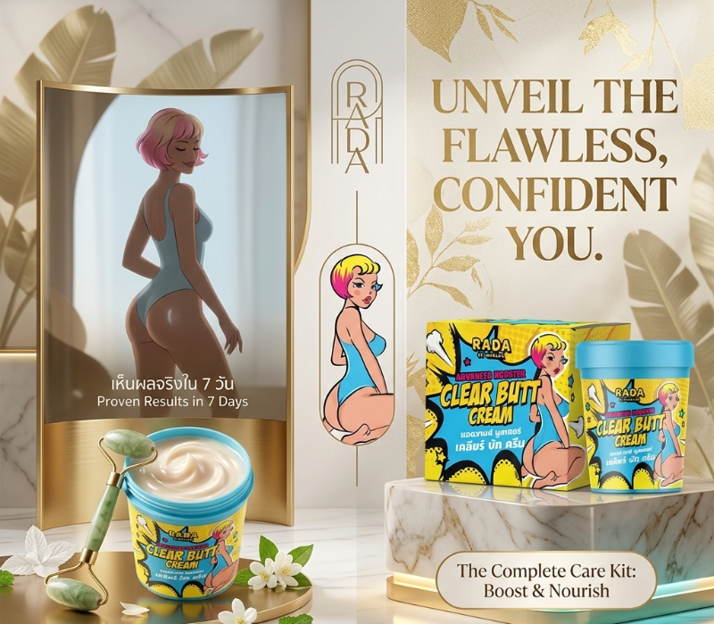 Rada Advanced Booster Clear Butt Cream: Reduces Stretch Marks & Dark Spots on Buttocks, Knees, Elbows & Thighs