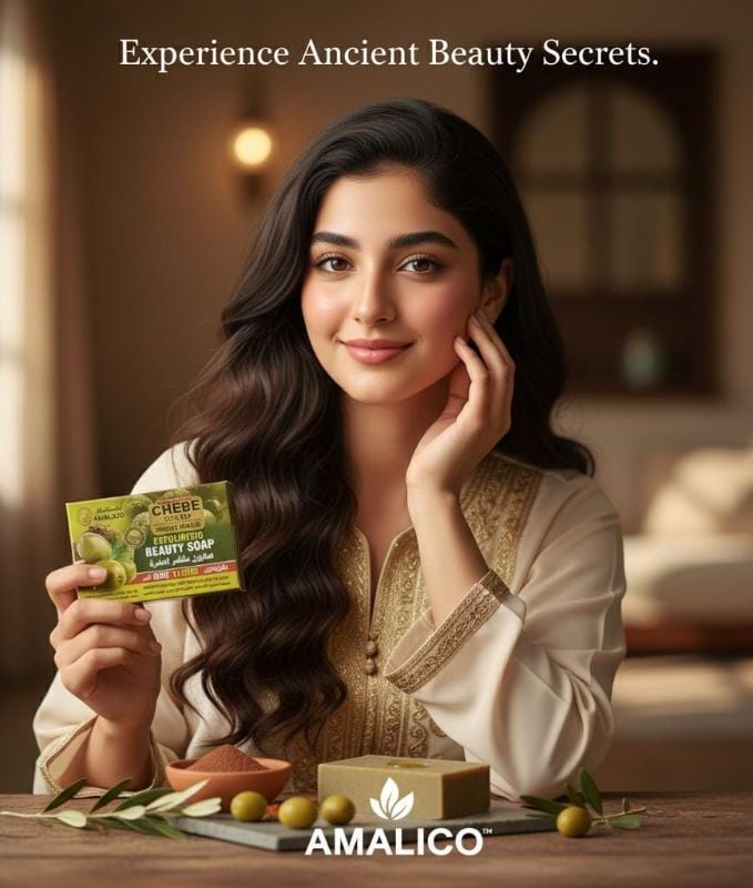 صابون أماليكو تشاد المقشر | صابون لتفتيح وتجديد البشرة بمسحوق الشيبا وزيت الزيتون Amaliko Chad Exfoliating Soap | Skin Brightening and Renewing Soap with Chebe Powder and Olive Oil