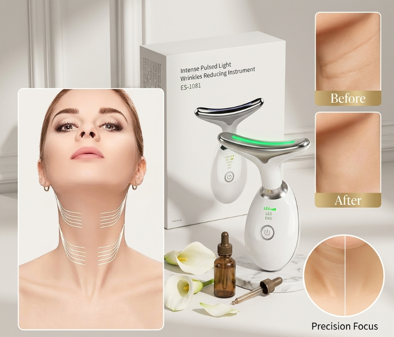 ES-1081 IPL Wrinkles Reducing Instrument: 3 Color Modes & 7,000 Vibrations – Facial & Neck Rejuvenation