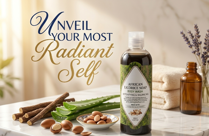 African Licorice Soap Body Wash 350ml | Detoxifying Cleanser for Pigmentation, Dark Spots & Acne Scars