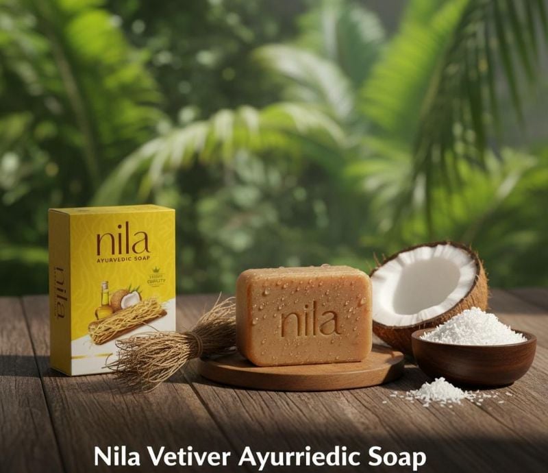 صابون نيلا نجيل الهند | إم كيه إكسبورتس | علاج أيورفيدي للبشرة Neela Vetiver Soap | MK Exports | Ayurvedic Skin Treatment