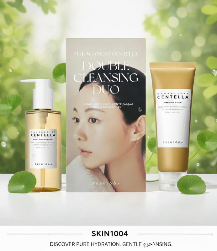 مجموعة SKIN1004 مدغشقر سنتيلا للتنظيف المزدوج - زيت ورغوة مهدئة لجميع أنواع البشرة  
SKIN1004 Madagascar Centella Double Cleansing Kit - Soothing Oil and Foam for All Skin Types