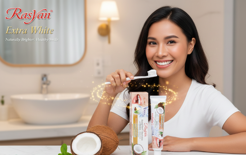 Isme Rasyan Herbal Clove Toothpaste with Coconut & Aloe Vera | Extra Whitening & Antibacterial Formula