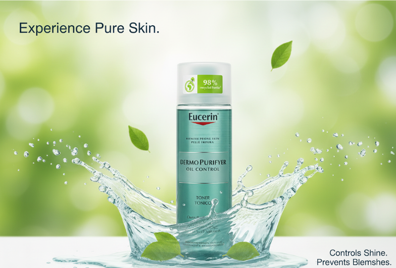 تونر يوسيرين ديرمو-بيوريفاي للتحكم بالزيت - تونر 2% حمض اللاكتيك للبشرة الدهنية والمعرضة للشوائب Eucerin Dermo-Purify Oil Control Toner - 2% Lactic Acid Toner for Oily and Blemish-Prone Skin