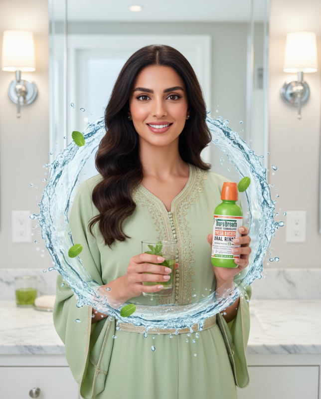 Therabreath Fresh Breath Mouthwash, Mild Mint Flavor | Dentist Formula for 12-Hour Bad Breath Control | Alcohol-Free
غسول الفم ثيرابريث لنفَس منعش، بنكهة النعناع الخفيفة | تركيبة أطباء الأسنان للتحكم في رائحة الفم الكريهة لمدة ١٢ ساعة | خالٍ من الكحول