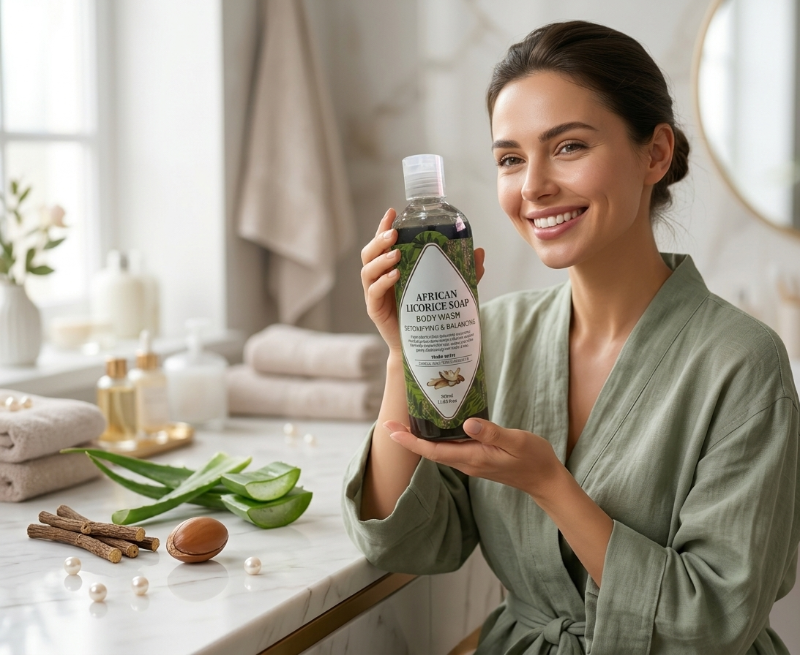 African Licorice Soap Body Wash 350ml | Detoxifying Cleanser for Pigmentation, Dark Spots & Acne Scars