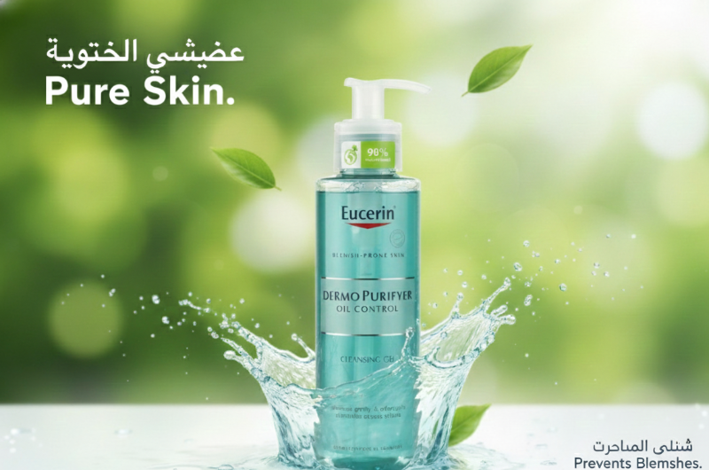 جل يوسيرين ديرمو-بيوريفاي للتحكم في الزيوت - غسول للوجه بحمض الساليسيليك للبشرة المعرضة لحب الشباب  Eucerin Dermo-Purify Oil Control Gel - Salicylic Acid Facial Wash for Acne-Prone Skin