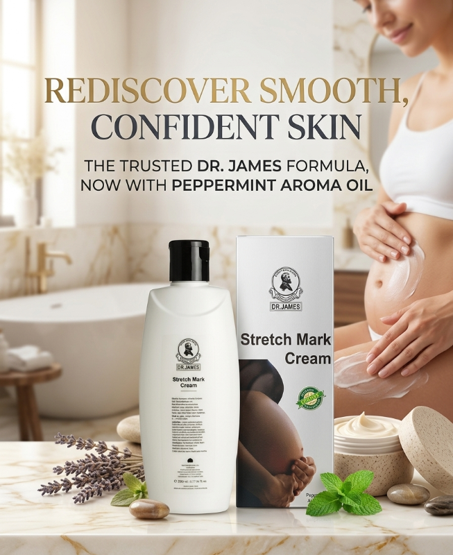 Dr. James Stretch Mark Cream: Herbal Organic Extracts with Peppermint Oil – Reduces Lines & Boosts Elasticity