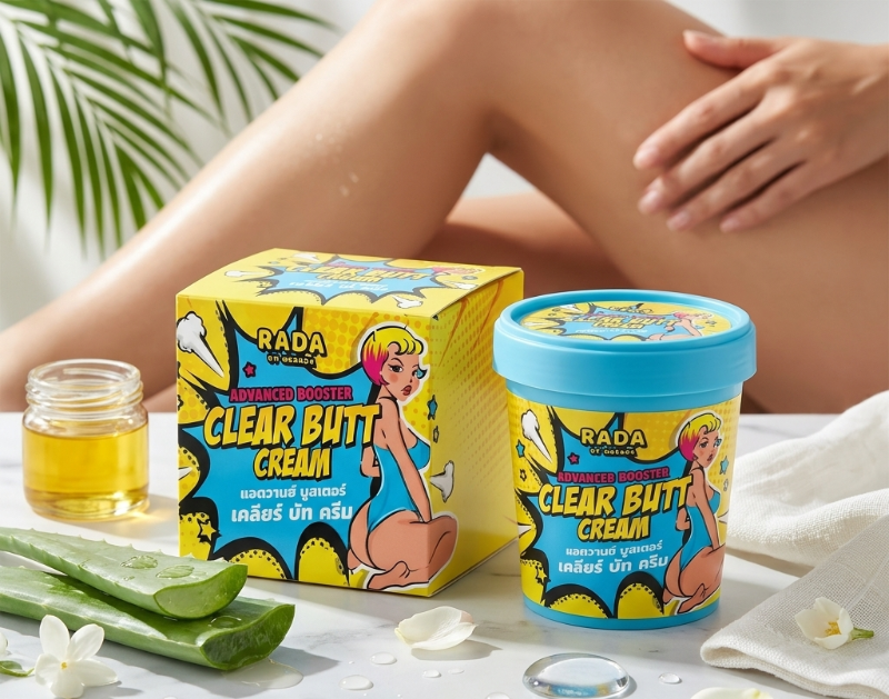 Rada Advanced Booster Clear Butt Cream: Reduces Stretch Marks & Dark Spots on Buttocks, Knees, Elbows & Thighs
