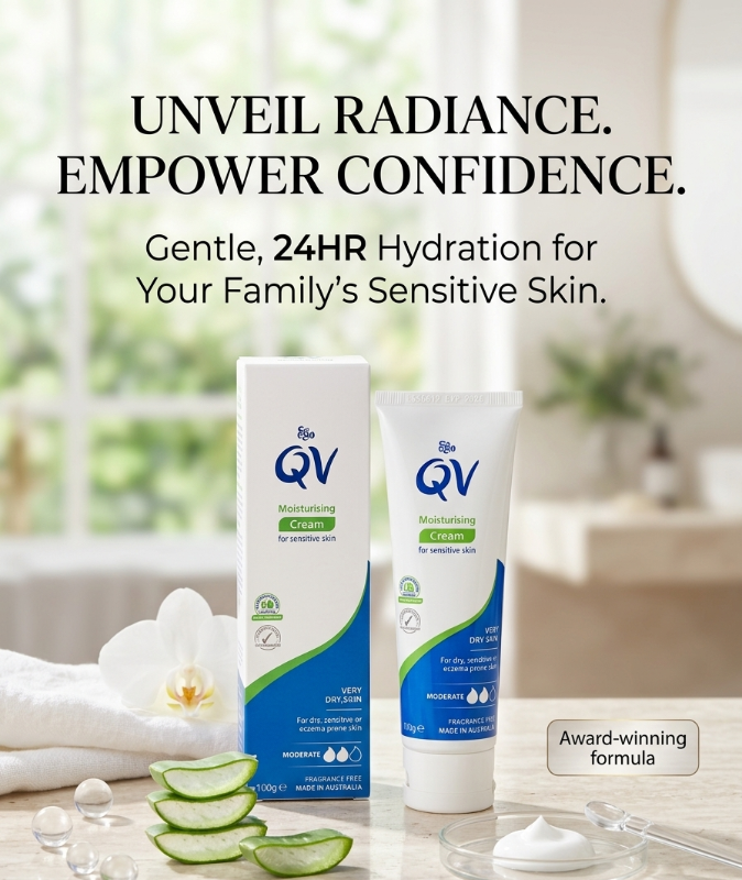 Ego QV Moisturising Cream: 24hr Hydration for Eczema, Psoriasis & Dry Sensitive Skin