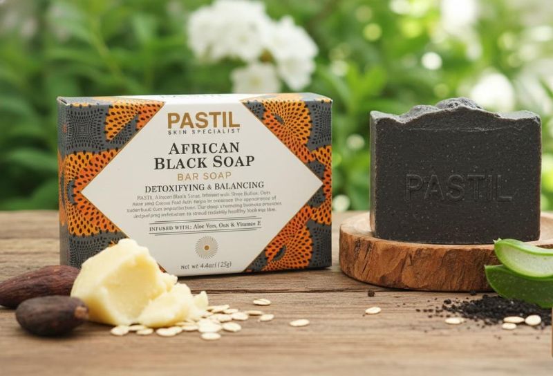 صابون أفريقي أسود بألوان الباستيل | غني بزبدة الشيا ودقيق الشوفان والصبار Pastil African Black Soap Bar | With Shea Butter, Oats & Aloe Vera