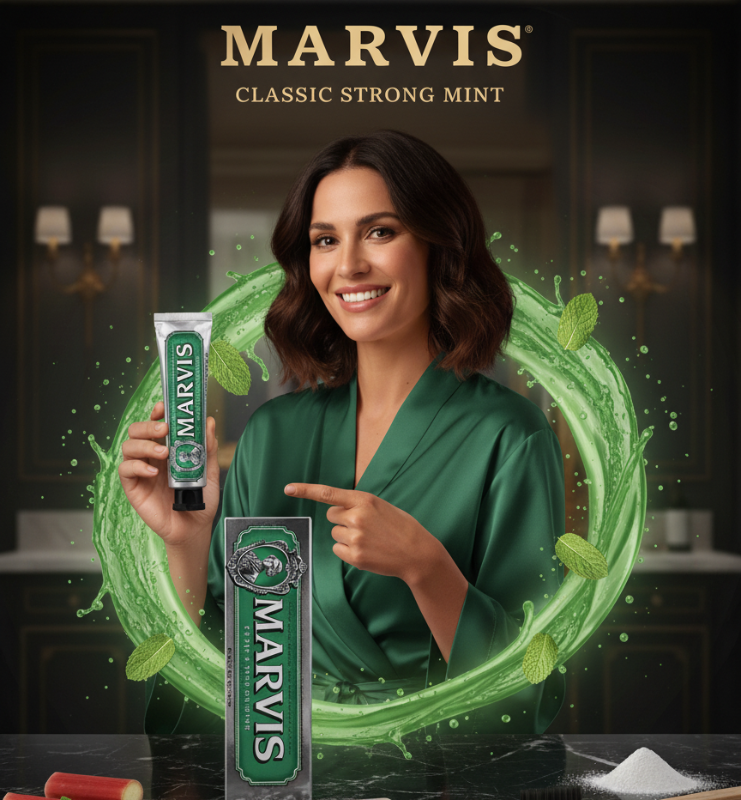 Marvis Classic Strong Mint Toothpaste 85ml – Italian Luxury Toothpaste | Intense Peppermint Freshness | Fluoride Anti-Cavity, Plaque & Tartar Removal, Gentle Whitening | Vintage Silver & Green Tube