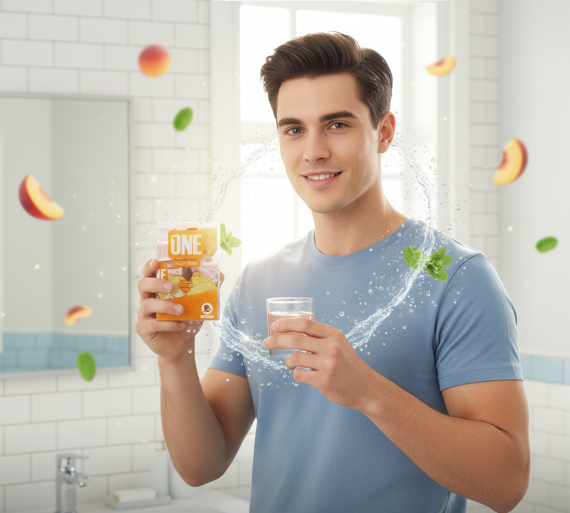 كبسولات غسول الفم "ون أدفانسد بيتش" | 20 كبسولة، خالية من الكحول لنفس منعش والقضاء على الجراثيم  One Advanced Peach Mouthwash Capsules | 20 Capsules, Alcohol-Free for Fresh Breath and Germ Elimination