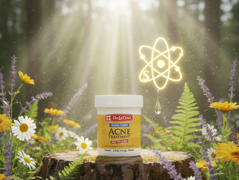 De La Cruz 10% Sulfur Ointment Maximum Strength Acne Treatment | Fast-Acting Wash-Off Mask for Pimples & Blackheads | Oil-Free, Fragrance-Free