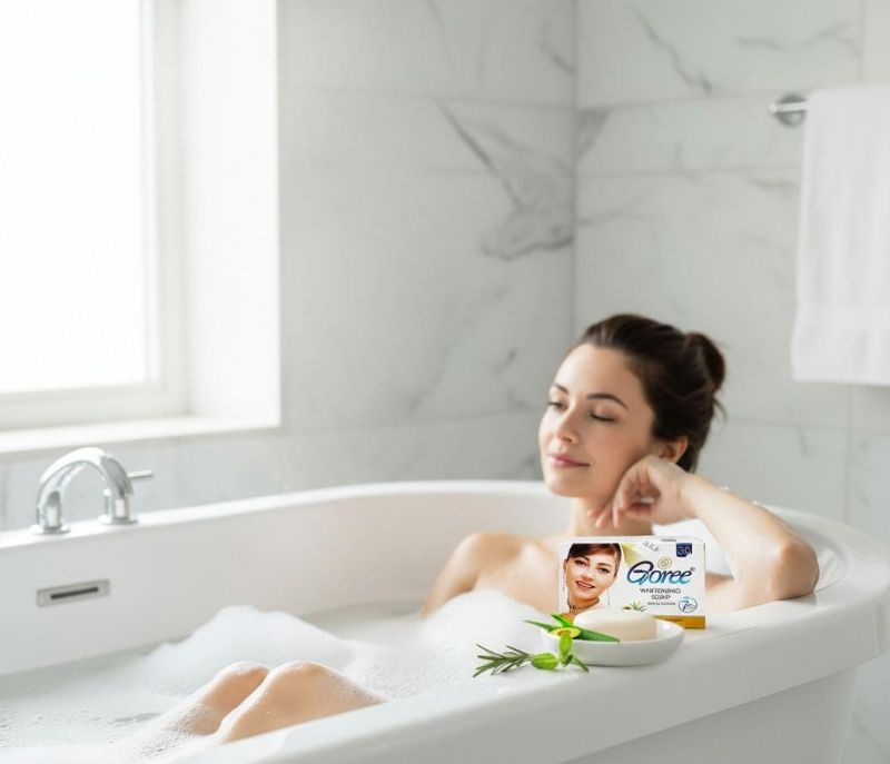 صابون غوري راديانت جلو لتفتيح البشرة | يحتوي على الليكوبين والأفوكادو والصبار  Goree Radiant Glow Skin Whitening Soap | Contains lycopene, avocado and aloe vera.