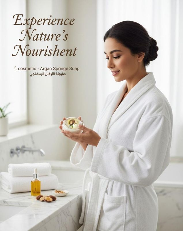 صابون أرجان الجمالي على شكل إسفنجة | صابون مرطب ومغذي بزيت الأرجان  Argan Beauty Soap in Sponge Form | Moisturizing and Nourishing Soap with Argan Oil