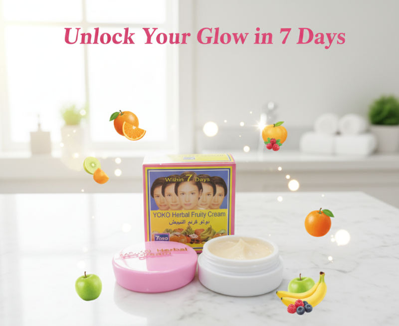 كريم يوكو لتفتيح البشرة بخلاصة الفواكه | للبشرة الجافة - غني بمضادات الأكسدة من مستخلصات الفواكه  Yoko Skin Lightening Cream with Fruit Extracts | For Dry Skin - Rich in Antioxidants from Fruit Extracts