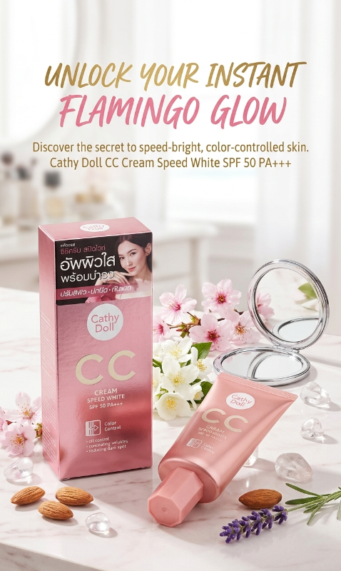 Cathy Doll CC Cream Speed White SPF 50 PA+++: Color Corrector, Water Drop Hydration & Chromabright – 12H Oil Control
