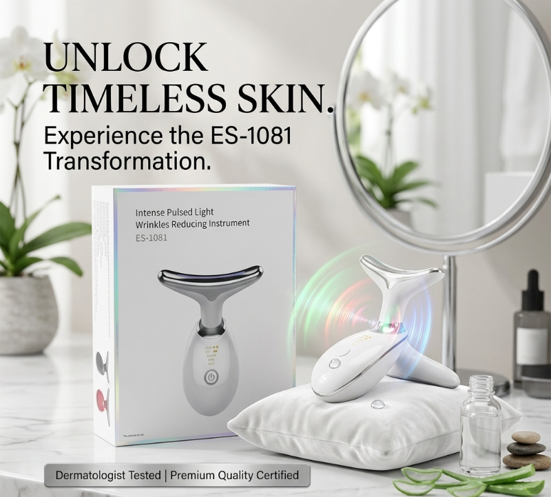 ES-1081 IPL Wrinkles Reducing Instrument: 3 Color Modes & 7,000 Vibrations – Facial & Neck Rejuvenation