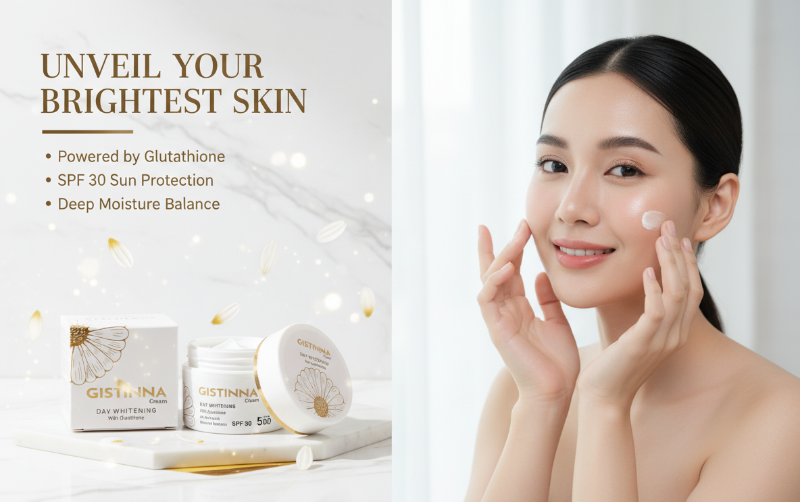 Gistinna Day Cream: Removes Dark Spots with Glutathione & SPF 30