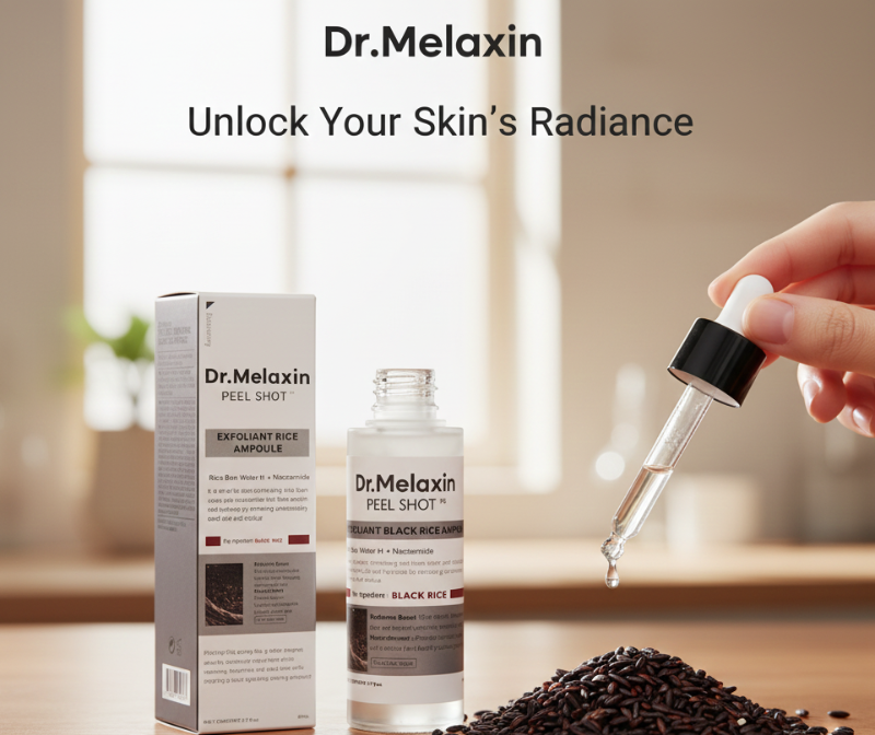 Dr.Melaxin Peel Shot Exfoliating Black Rice Ampoule | Korean Rinse-Off Treatment with AHA BHA PHA | For Brightening & Blackheads – Imported