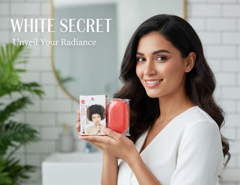 صابون وايت سيكريت لتفتيح البشرة - قالب صابون لتفتيح بشرة الجسم والوجه White Secret Skin Lightening Soap - A soap bar for lightening the skin of the body and face.
