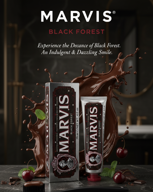 Marvis Black Forest Toothpaste 75ml – Italian Luxury Toothpaste | Dark Chocolate, Cherry, Amaretto & Peppermint Flavor | Fluoride, Plaque Control & Fresh Breath