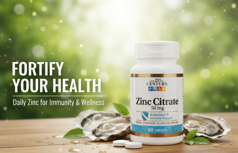 21st Century Zinc Citrate 50 mg Tablets | High Bioavailability Zinc for Immune & Skin Support