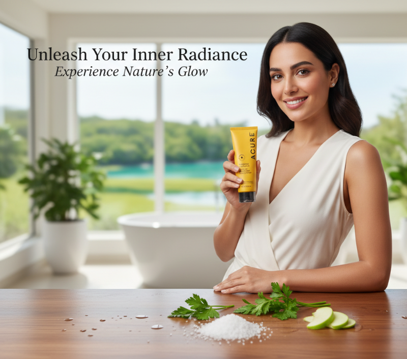 مقشر الوجه المفتح من أكيور - مقشر طبيعي مقشر بخلاصة الأعشاب البحرية وقشر الليمون لبشرة مشرقة  Acure Brightening Facial Scrub - A Natural Exfoliating Scrub with Seaweed and Lemon Peel Extracts for Radiant Skin
