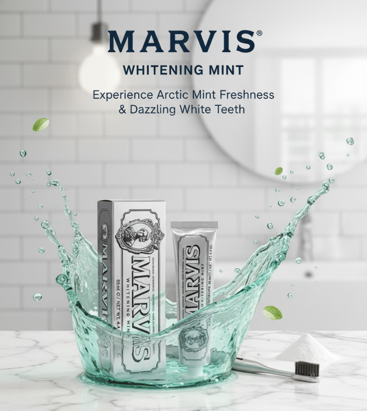 Marvis Whitening Mint Toothpaste 85ml – Italian Luxury Toothpaste | Dual-Silica Technology for Stain Removal | Fluoride, Tartar Control & Fresh Breath