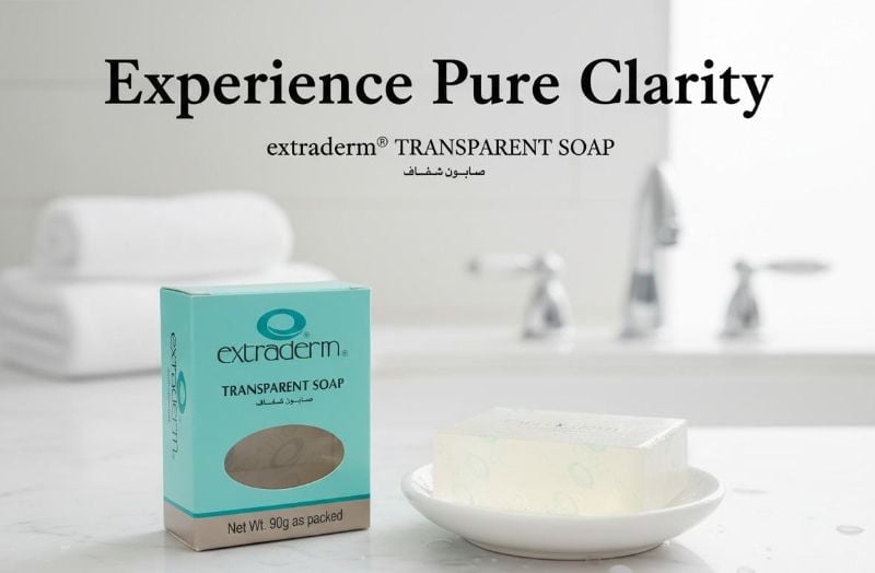 صابون إكستراديرم الشفاف: تنظيف نقي وترطيب فائق  Extraderm Transparent Soap: Pure Cleansing and Superior Moisturizing