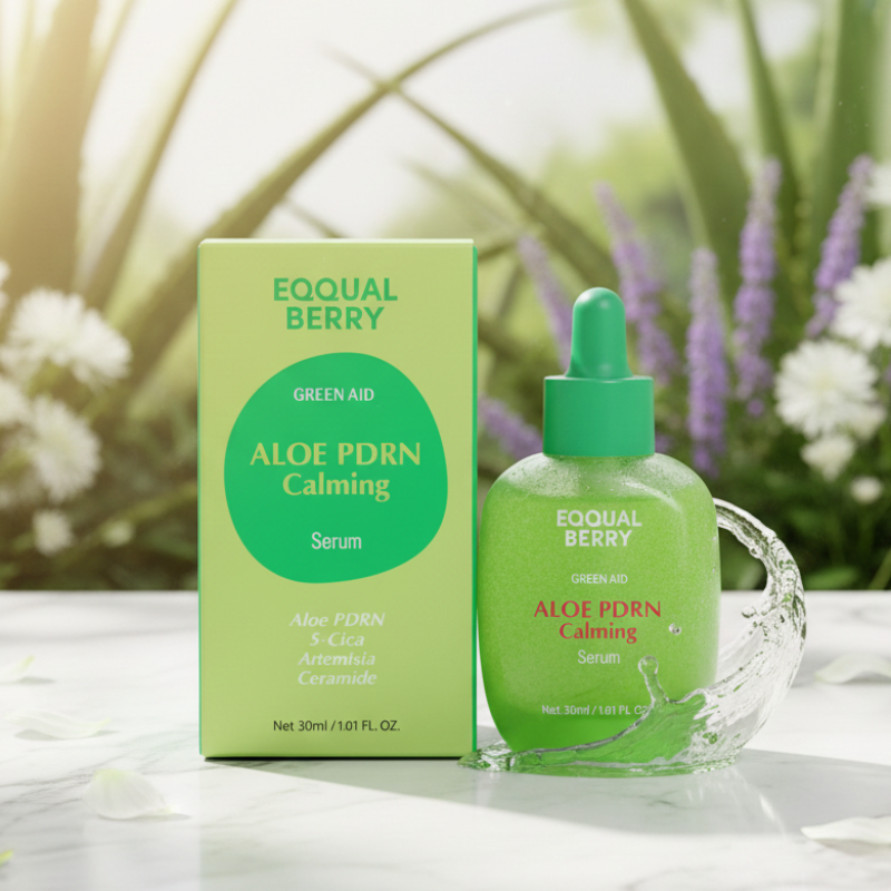 Eqqualberry Green Aid Aloe PDRN Calming Serum | 50,000ppm Aloe PDRN + 5-Cica | Sensitive Skin Repair & Redness Relief Serum