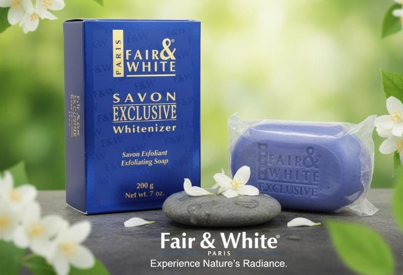 صابون فير آند وايت إكسكلوسيف وايتنايزر المقشر | صابون لتفتيح وتوحيد لون البشرة   Fair & White Exclusive Whitenizer Exfoliating Soap | Skin Lightening and Unifying Soap