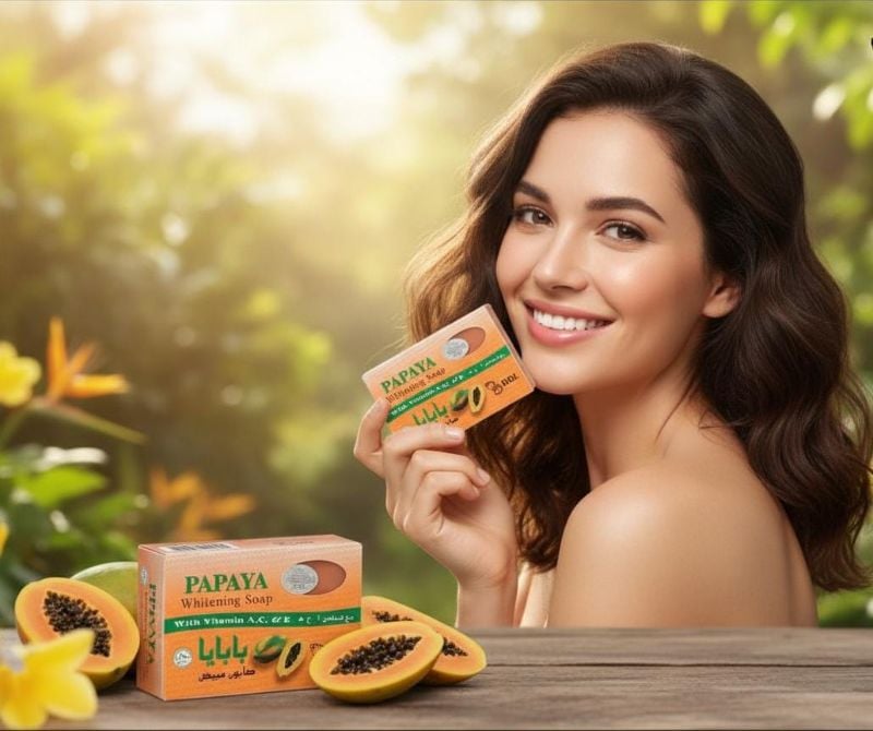 صابون RDL لتفتيح البشرة بخلاصة البابايا | غني بفيتامينات A وC وE لبشرة أكثر إشراقًا  RDL Skin Lightening Soap with Papaya Extract | Enriched with Vitamins A, C, and E for Brighter Skin