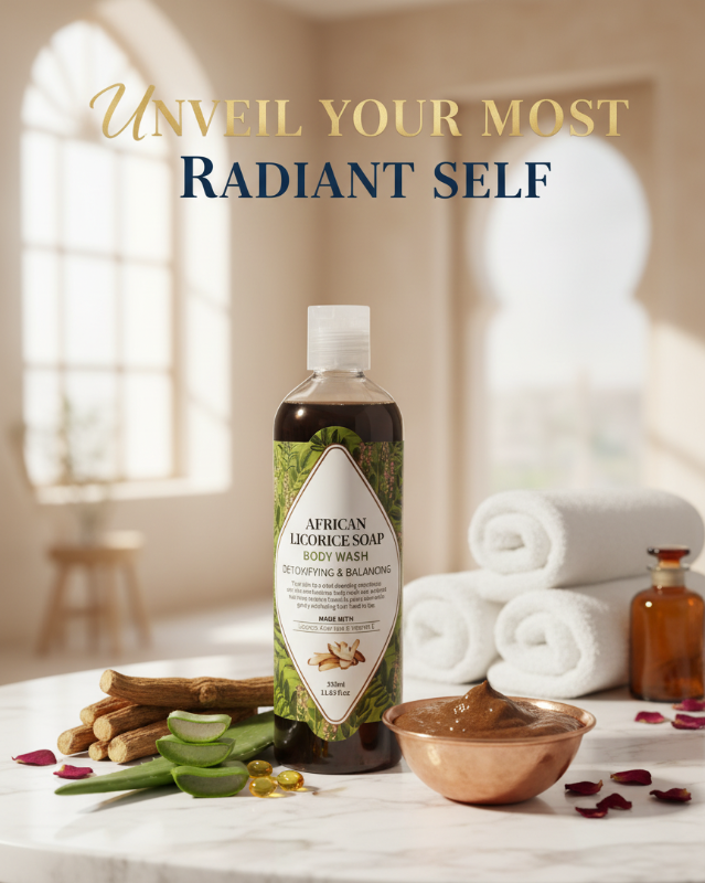 African Licorice Soap Body Wash 350ml | Detoxifying Cleanser for Pigmentation, Dark Spots & Acne Scars